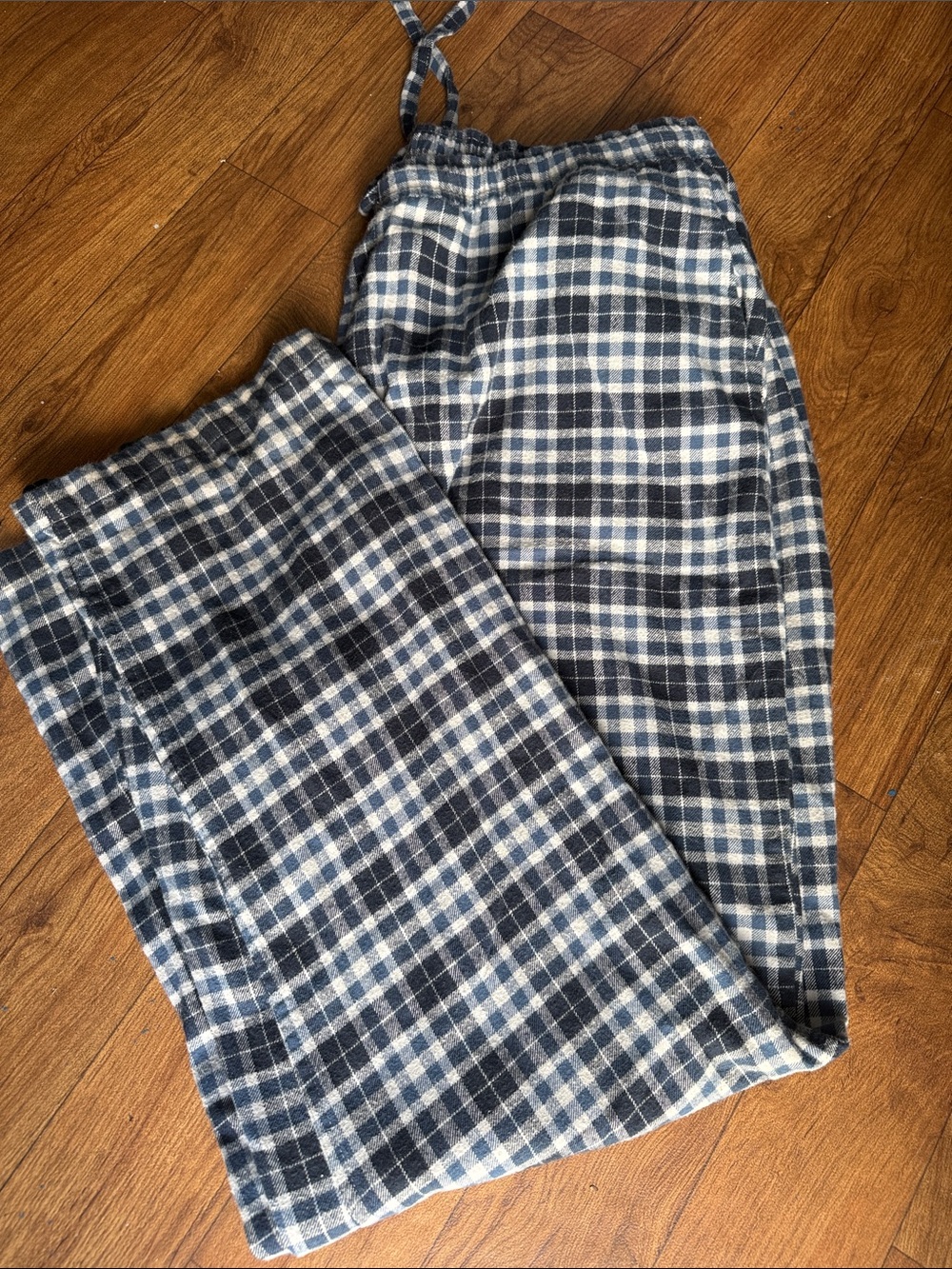 Eddie Bauer Blue and White Plaid Fleece Joggers sleep pants